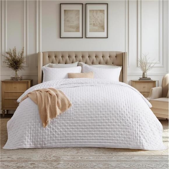Quilts Queen Size - Ultra Soft Quilt Bedding Set, White Bedspread Queen Size - Picture 1 of 7